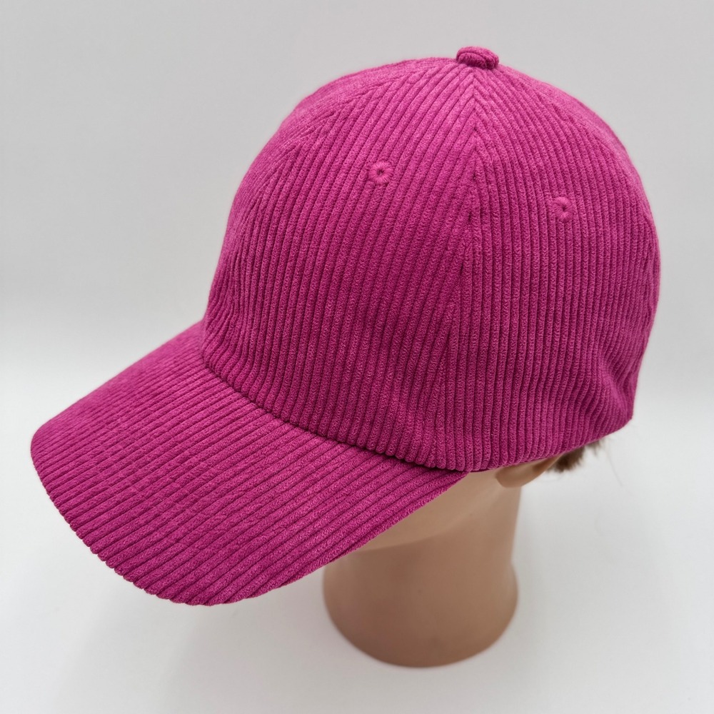 Anthropologie Corduroy Baseball Cap Hat Adjustable Strap Magenta Pink One Size